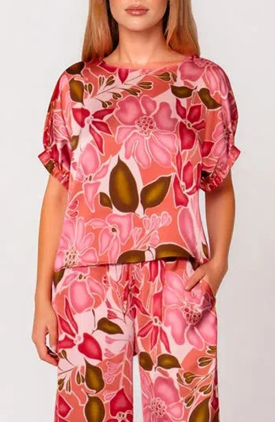 Melloday Print Satin Top In Multi