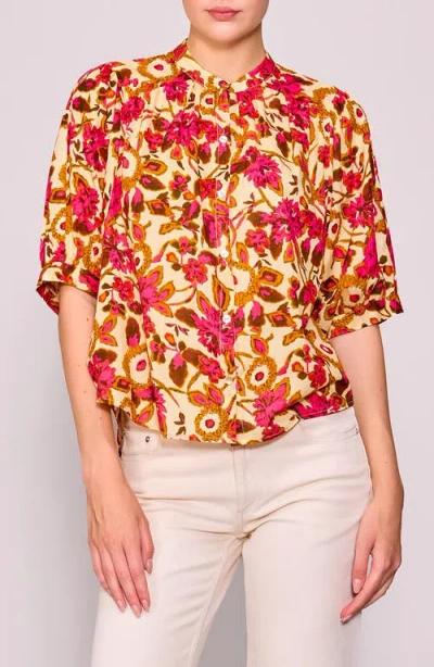 Melloday Print Voile Shirt In Multi