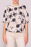 Melloday Print Voile Shirt In White