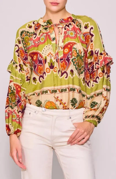 Melloday Print Woven Top In Multi