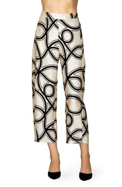Melloday Printed Ankle Barrel Leg Pants In Multi