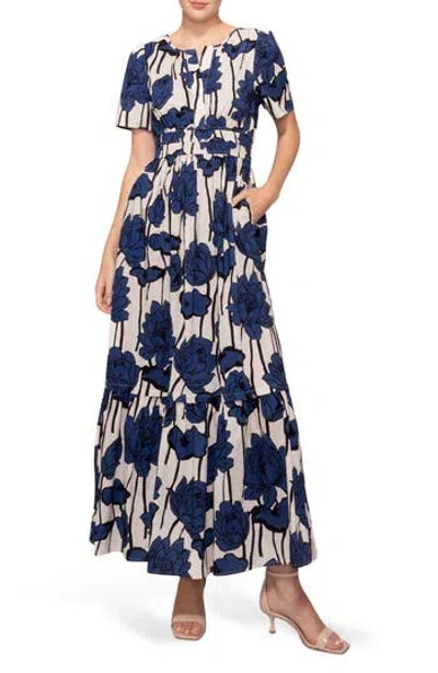 Melloday Printed Poplin Maxi Dress In Multi