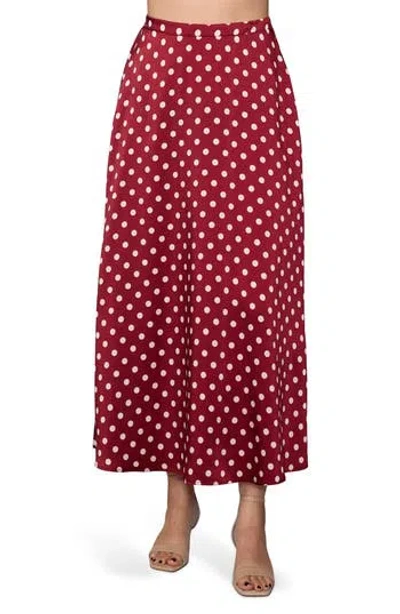 Melloday Printed Satin Midi Skirt In Brown