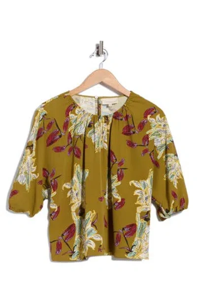 Melloday Printed Satin Top In Green