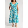 Melloday Printed Shirred Waist Tiered Maxi Sundress In Multi