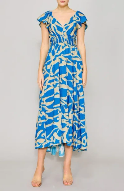 MELLODAY MELLODAY PRINTED SMOCKED WAIST MAXI SUNDRESS