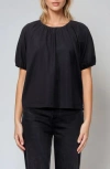 Melloday Puff Sleeve Crepe Top In Black