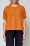 Melloday Puff Sleeve Crepe Top In Multi