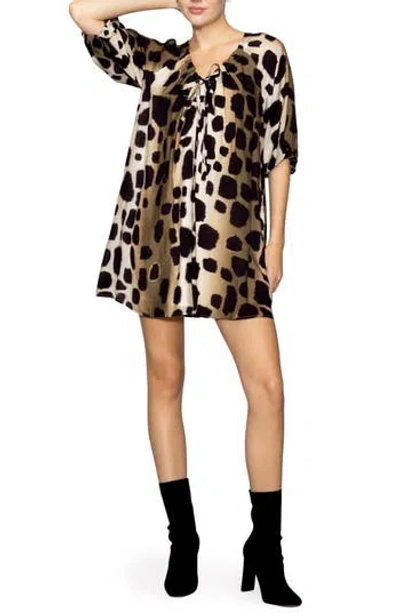 Melloday Puff Sleeve Minidress In Brown