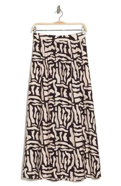 Melloday Pull-on Maxi Skirt In Brown Geo