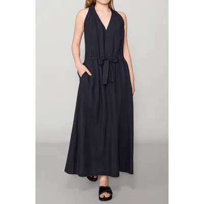 Melloday Racerback Halter Maxi Dress In Blue
