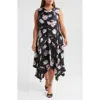 Melloday Ruched Handkerchief Satin Midi Dress
