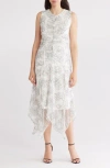 Melloday Ruched Lace Dress In White Black