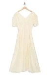 Melloday Ruched Sleeve V-neck Midi Dress In Neutral