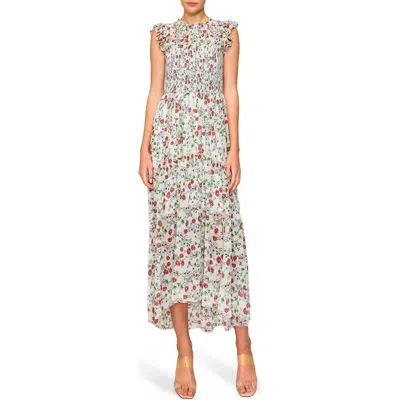 Melloday Ruffle Sleeveless Fit & Flare Chiffon Maxi Dress