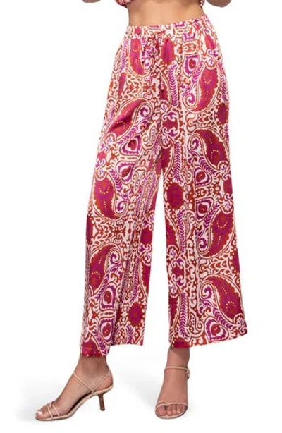 Melloday Satin Wide Leg Pants In Pink
