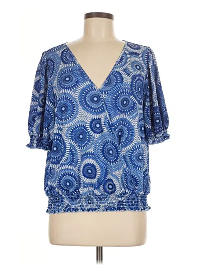 Pre-owned Melloday Short Sleeve Blouse In Blue