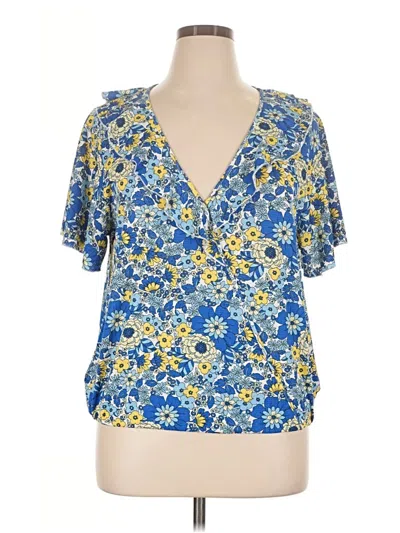Pre-owned Melloday Short Sleeve Blouse In Blue