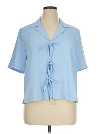 Pre-owned Melloday Short Sleeve Blouse In Blue
