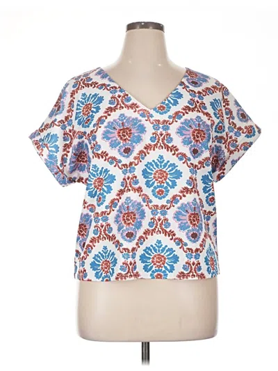 Pre-owned Melloday Short Sleeve Blouse In Blue