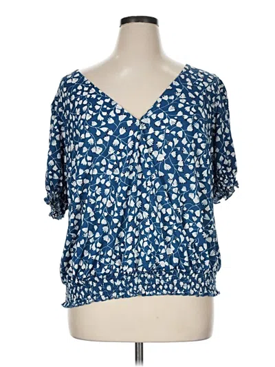 Pre-owned Melloday Short Sleeve Blouse In Blue