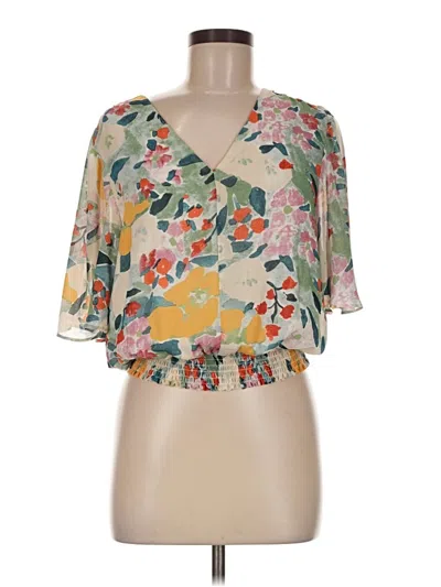 Pre-owned Melloday Short Sleeve Blouse In Green