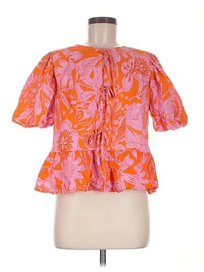 Pre-owned Melloday Short Sleeve Blouse In Orange
