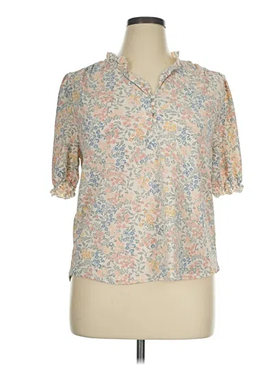 Pre-owned Melloday Short Sleeve Blouse In Tan