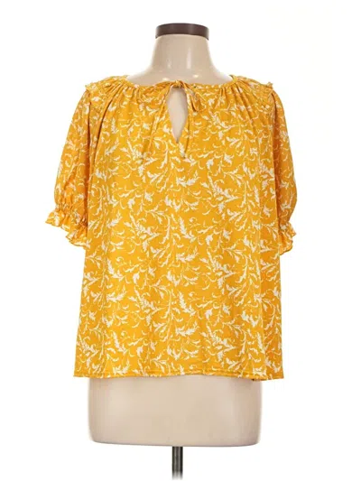 Pre-owned Melloday Short Sleeve Blouse In Yellow