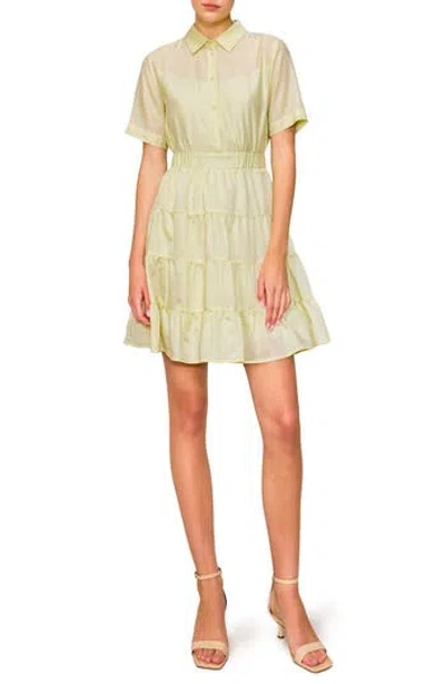 Melloday Short Sleeve Tiered Shirtdress