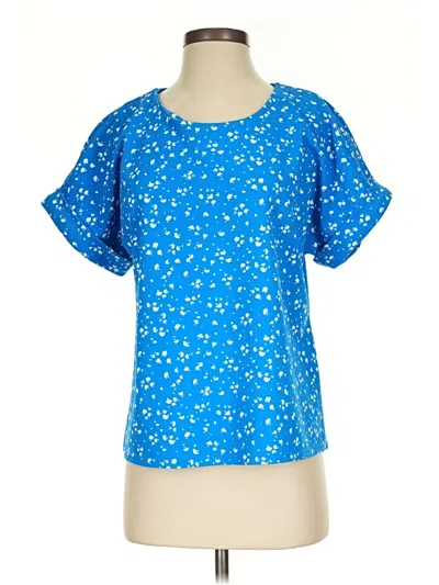 Pre-owned Melloday Short Sleeve Top Blue Stars Pattern Square Neckline Tops