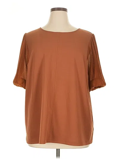 Pre-owned Melloday Short Sleeve Top Brown Boatneck Tops