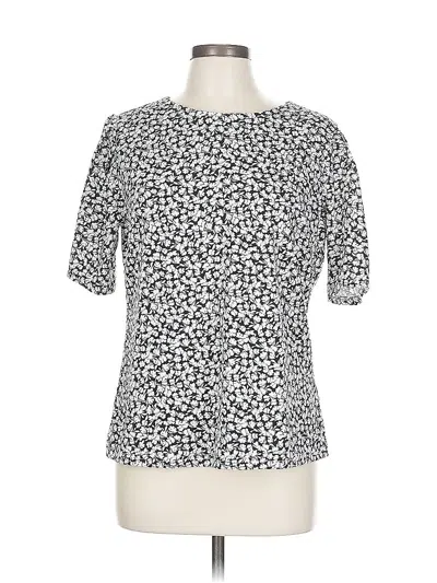 Pre-owned Melloday Short Sleeve Top Silver Animal Print Pattern Square Neckline Tops