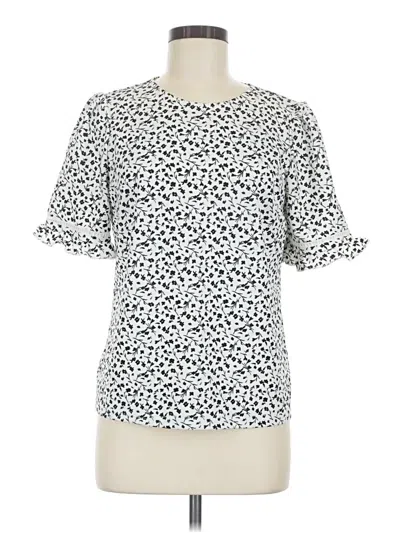 Pre-owned Melloday Short Sleeve Top Silver Keyhole Neckline Tops