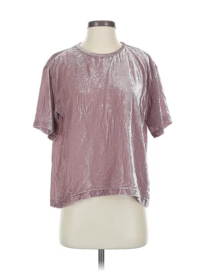 Pre-owned Melloday Short Sleeve Top Silver Metallic Pattern Crew Neck Tops