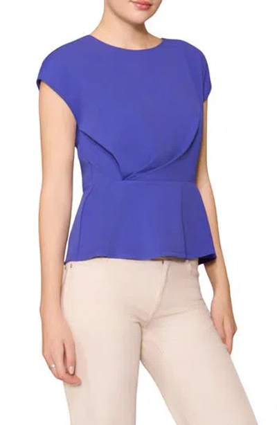 Melloday Side Ruched Crepe Top In Blue