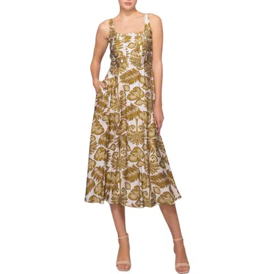 Melloday Sleeveless Fit & Flare Midi Dress In Green