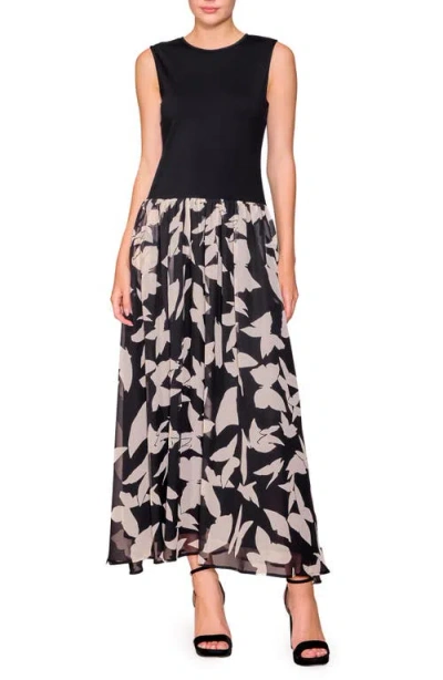 Melloday Sleeveless Mixed Media Maxi Dress In Multi
