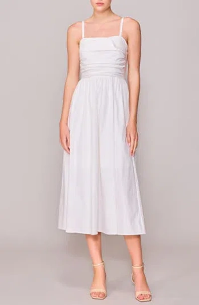Melloday Sleeveless Side Ruched Midi Dress
