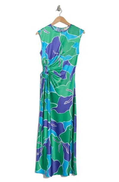 Melloday Sleeveless Side Tie Maxi Dress In Cobalt Green