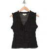 Melloday Sleeveless Smocked Top In Black Ditsy