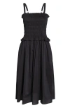 Melloday Smocked Midi Dress In Black