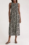 Melloday Smocked Sleeveless Maxi Dress In Gray