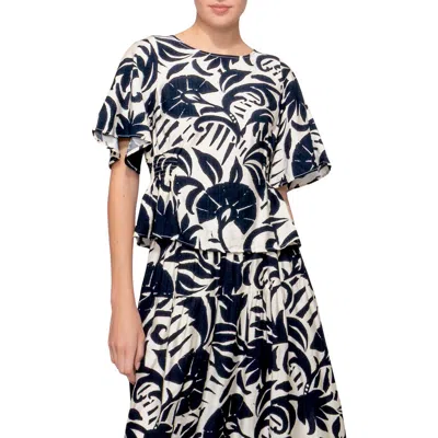 Melloday Smocked Waist Short Sleeve Top In Multi