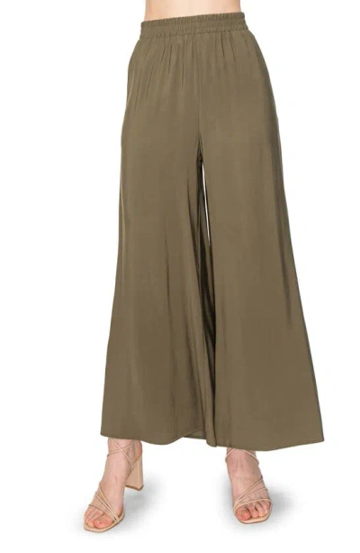 Melloday Soft Wide Leg Pull-on Pants In Olive