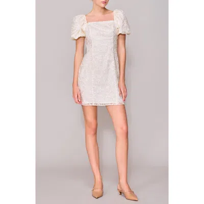 Melloday Square Neck Puff Sleeve Sheath Minidress