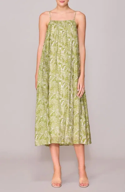 Melloday Strapless Organza Sundress In Green