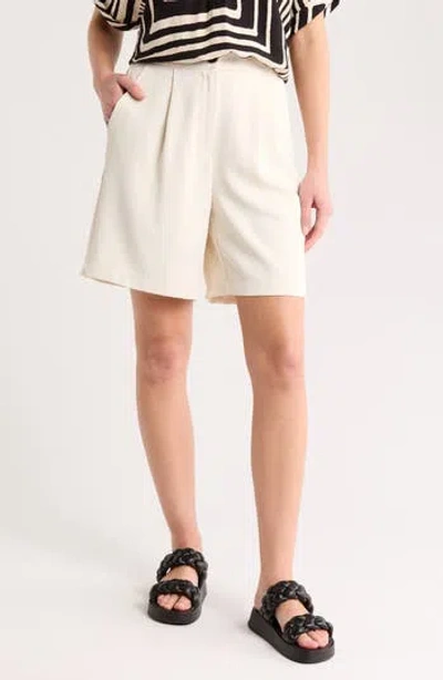 Melloday Stretch Woven Mid Thigh Shorts In Bone