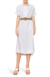 Melloday Stripe Belted Shirtdress In White