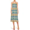 Melloday Stripe Crinkled Midi Slipdress